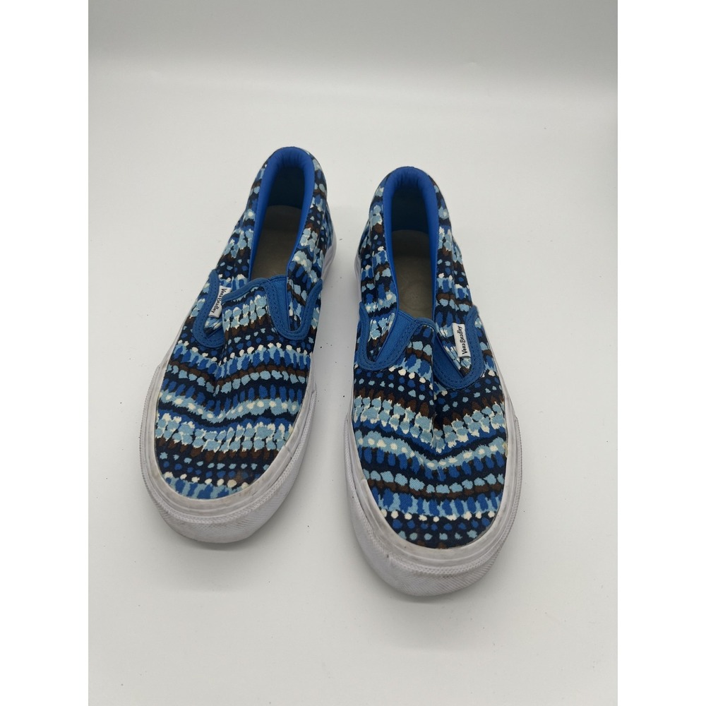 Vera Bradley Women's Size 6 Blue Pattern Canvas Slip-On Flats Sneakers Casual